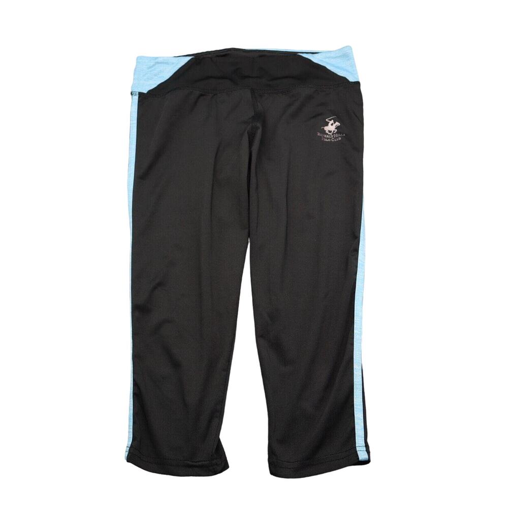 Beverly Hills Polo Club Pants Womens M Black and Blue Mid Rise Capri Leggings